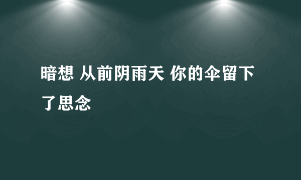 暗想 从前阴雨天 你的伞留下了思念