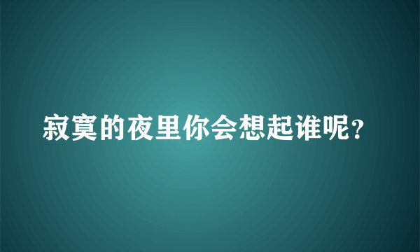 寂寞的夜里你会想起谁呢？