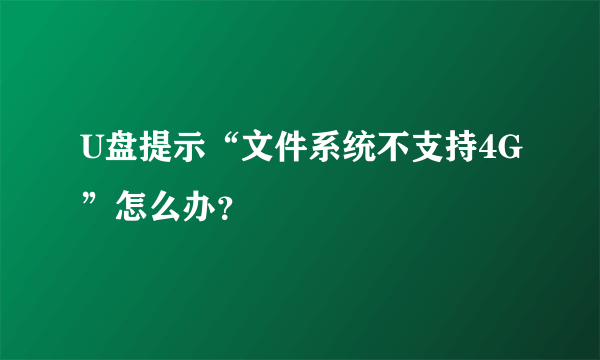 U盘提示“文件系统不支持4G”怎么办？