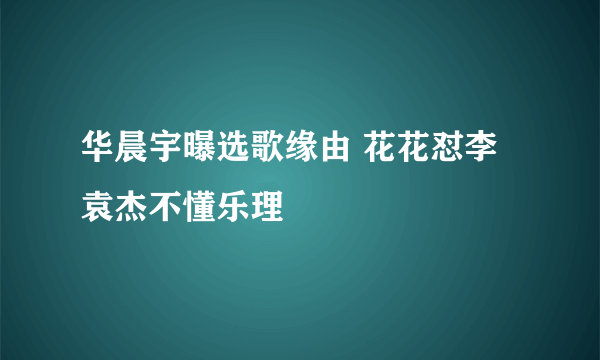 华晨宇曝选歌缘由 花花怼李袁杰不懂乐理