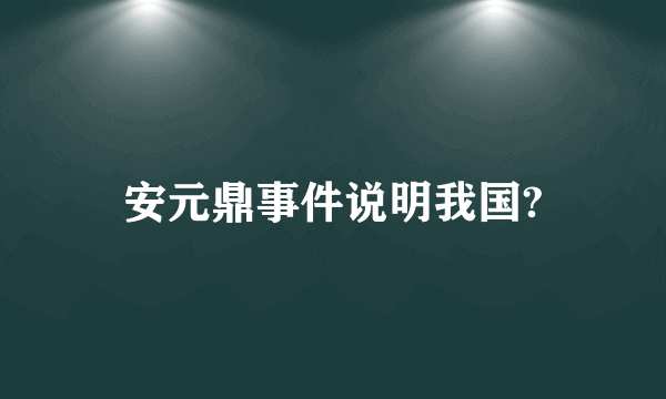 安元鼎事件说明我国?