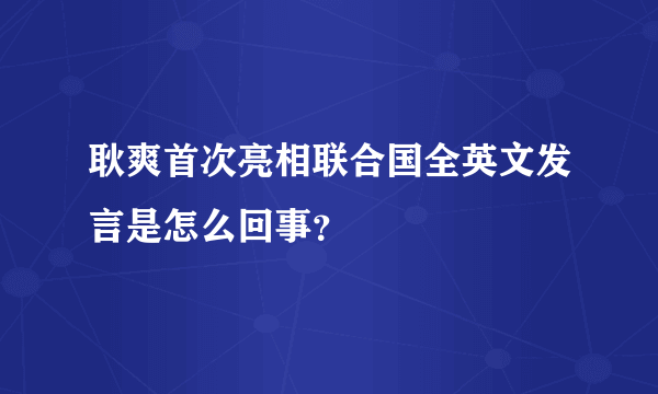 耿爽首次亮相联合国全英文发言是怎么回事？