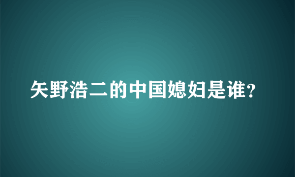 矢野浩二的中国媳妇是谁？