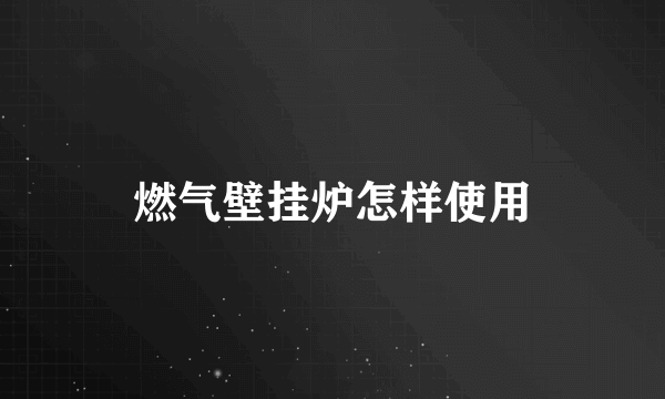 燃气壁挂炉怎样使用