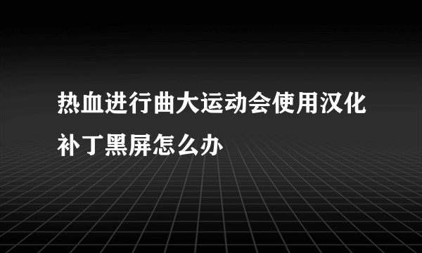 热血进行曲大运动会使用汉化补丁黑屏怎么办