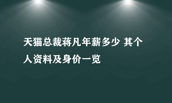 天猫总裁蒋凡年薪多少 其个人资料及身价一览