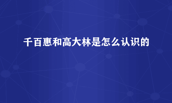 千百惠和高大林是怎么认识的