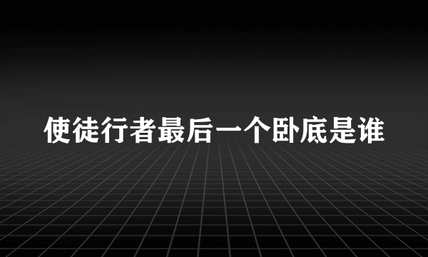 使徒行者最后一个卧底是谁