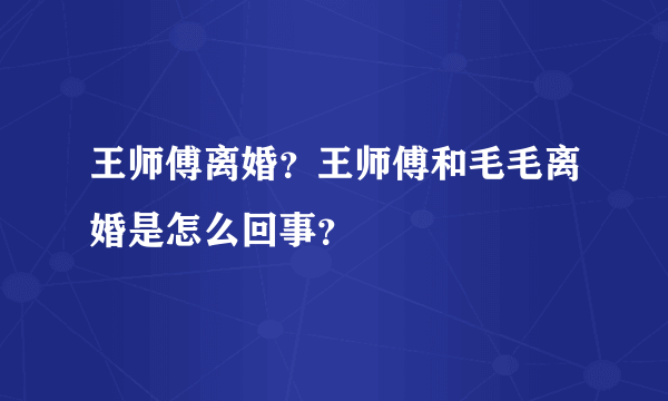 王师傅离婚？王师傅和毛毛离婚是怎么回事？