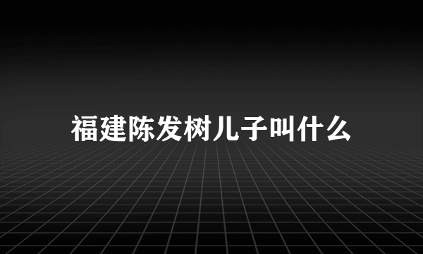 福建陈发树儿子叫什么