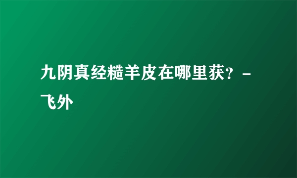 九阴真经糙羊皮在哪里获？-飞外