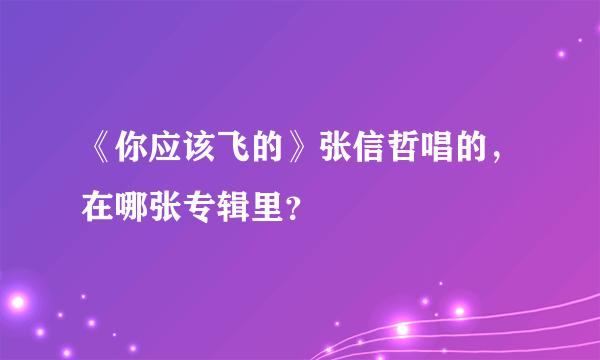 《你应该飞的》张信哲唱的，在哪张专辑里？