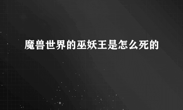 魔兽世界的巫妖王是怎么死的