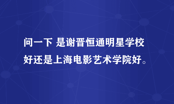 问一下 是谢晋恒通明星学校好还是上海电影艺术学院好。