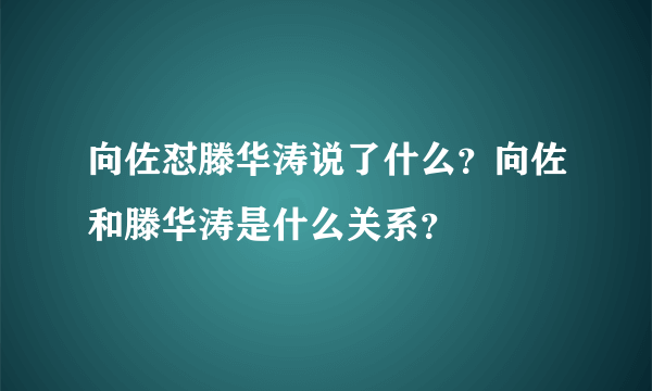 向佐怼滕华涛说了什么？向佐和滕华涛是什么关系？