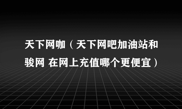 天下网咖（天下网吧加油站和骏网 在网上充值哪个更便宜）