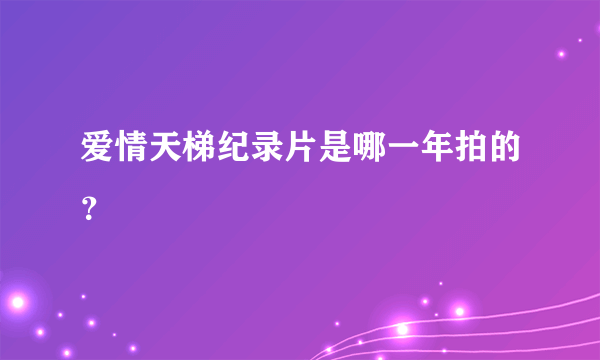 爱情天梯纪录片是哪一年拍的？