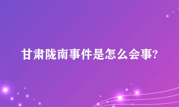 甘肃陇南事件是怎么会事?