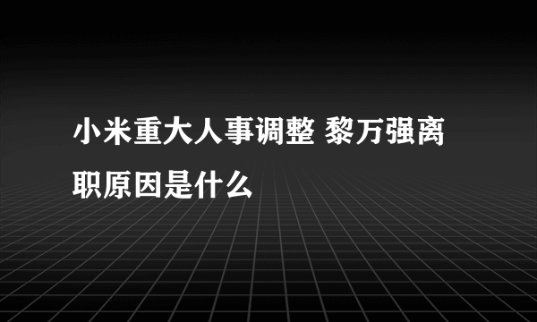 小米重大人事调整 黎万强离职原因是什么