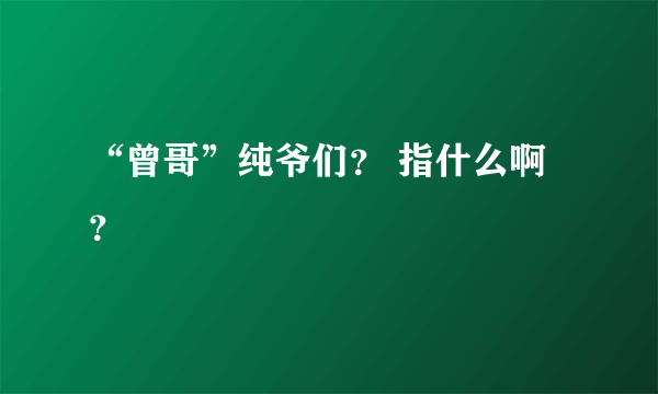 “曾哥”纯爷们？ 指什么啊？