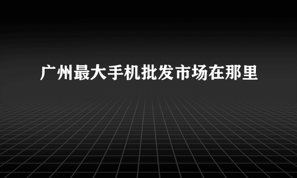 广州最大手机批发市场在那里