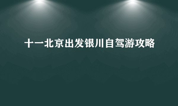 十一北京出发银川自驾游攻略