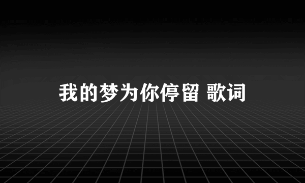 我的梦为你停留 歌词