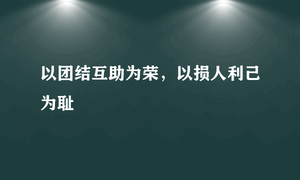 以团结互助为荣，以损人利己为耻