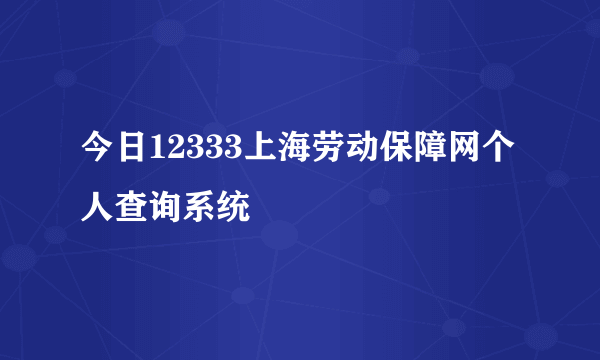 今日12333上海劳动保障网个人查询系统