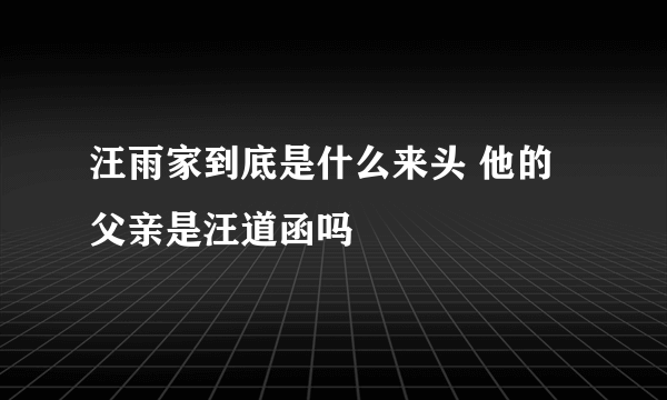 汪雨家到底是什么来头 他的父亲是汪道函吗