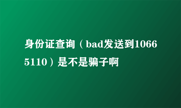 身份证查询（bad发送到10665110）是不是骗子啊