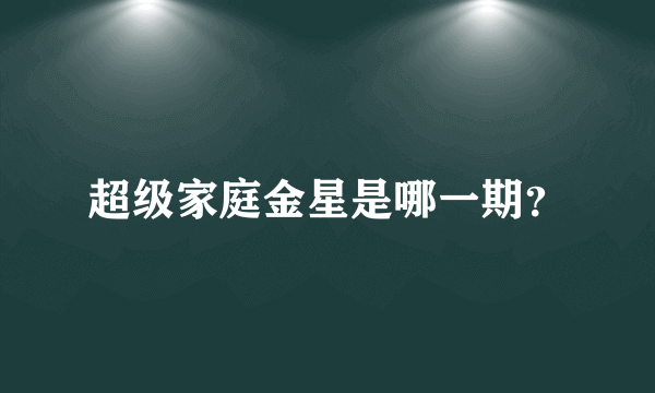 超级家庭金星是哪一期？