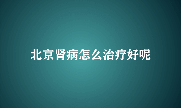 北京肾病怎么治疗好呢