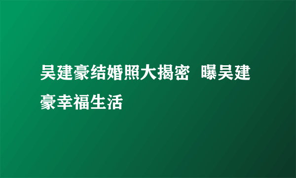 吴建豪结婚照大揭密  曝吴建豪幸福生活