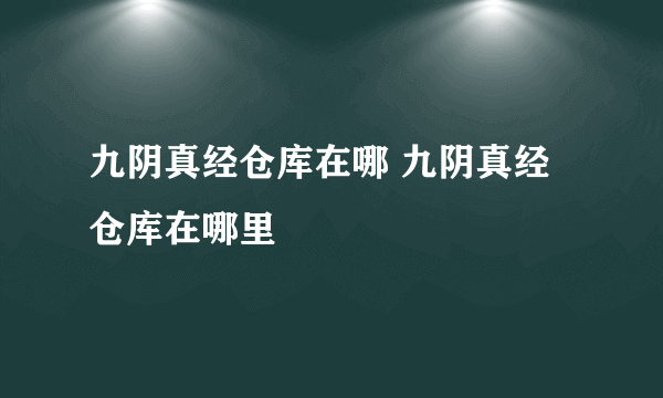 九阴真经仓库在哪 九阴真经仓库在哪里