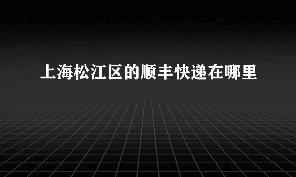 上海松江区的顺丰快递在哪里