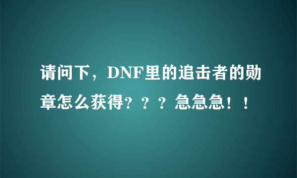 请问下，DNF里的追击者的勋章怎么获得？？？急急急！！