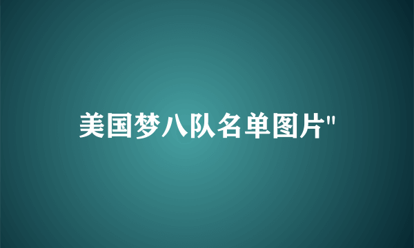 美国梦八队名单图片