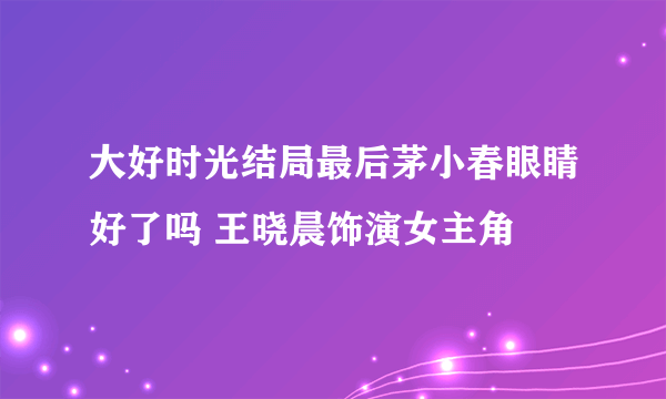 大好时光结局最后茅小春眼睛好了吗 王晓晨饰演女主角