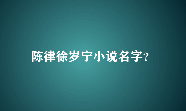 陈律徐岁宁小说名字？