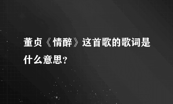 董贞《情醉》这首歌的歌词是什么意思？