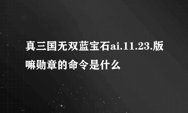 真三国无双蓝宝石ai.11.23.版嘛勋章的命令是什么