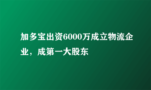 加多宝出资6000万成立物流企业，成第一大股东