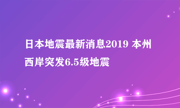 日本地震最新消息2019 本州西岸突发6.5级地震