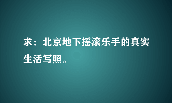 求：北京地下摇滚乐手的真实生活写照。