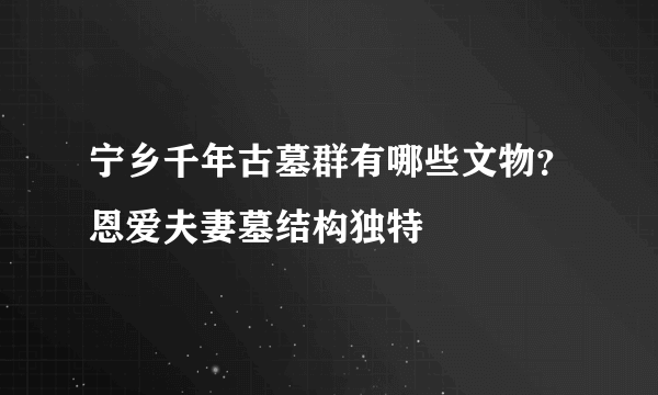 宁乡千年古墓群有哪些文物？恩爱夫妻墓结构独特