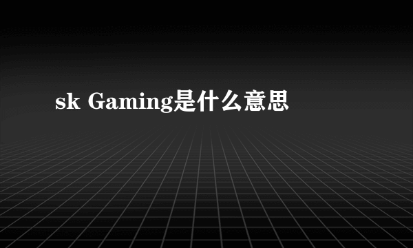 sk Gaming是什么意思