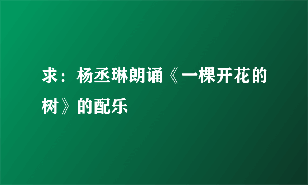 求：杨丞琳朗诵《一棵开花的树》的配乐