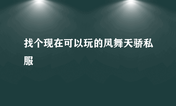 找个现在可以玩的凤舞天骄私服