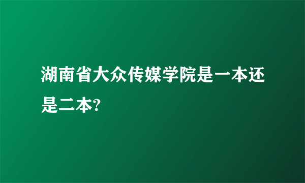 湖南省大众传媒学院是一本还是二本?